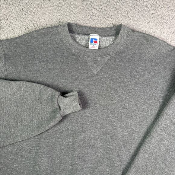 Vintage Russell Athletic Sweatshirt Mens M Gray Pullover 1990s Blank Crewneck - Picture 1 of 8